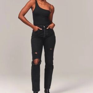Abercrombie & Fitch Women’s 4 Short Black Dad High Rise Jeans Curve Love